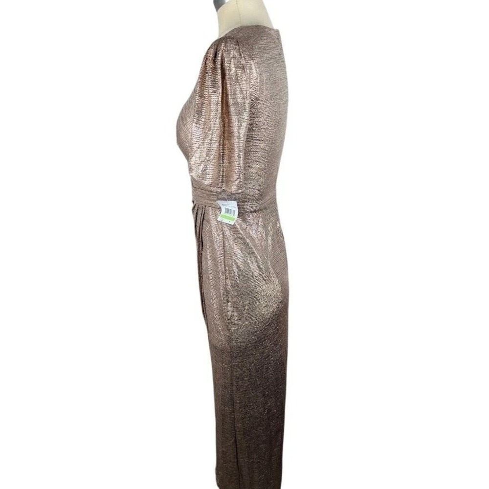 NW Nightway Womens Metallic Maxi Wrap Dress Gold Size 4 - Picture 5 of 5